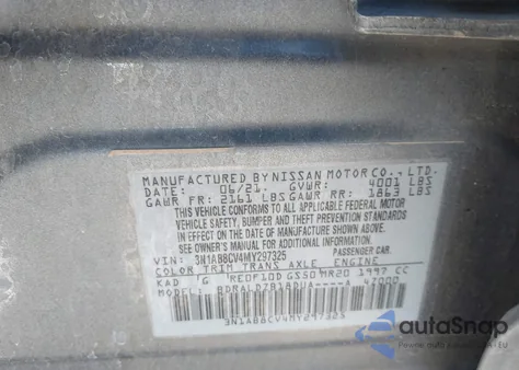 2021 Nissan Sentra Sv Xtronic Cvt from USA, damaged, VIN 3N1AB8CV4MY297325